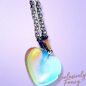 Silver Necklace with Opal heart pendant New!